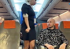 Rowdy Passengers Fucked the Flight Attendant in all Holes in the Plane Cabin