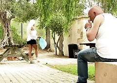 Large bazookas golden-haired drilled from her nasty fucker.