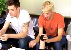 Naked gay pulls his large shlong