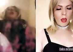 Jessica Bloom teases u with her large hard pulsating wang, shoving it right into your face, and making u lick her spit and precum off it. Previous to 