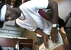 Black gay dude big pole wanking