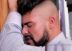 Bearded stud bends over and takes dick in his tight hole
