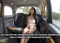 Faux cab - teenage Big Tits brunette in narrow clothes pounded and gives oral to oral creampie before her romantic date