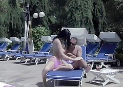 Getting Banged on the Poolside Sunbed