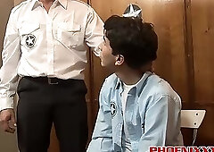 Sexy twink Ryan gets fucked roughly by the officer James