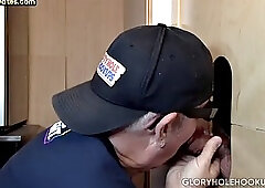 Gloryhole gaydaddy sucks cock in gloryhole be4 POV bareback