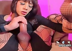Flexible TS Sucks and Swallows her own Cock