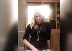 Hottest blond bawdy talking joi cougar hotwife talks about getting screwed by college male