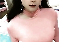 Sexy horny asian ladyboy masturbating with a jerk off m