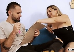 Secretary Annie Marin gets penetrated while giving a hot blow job