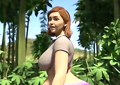 Curvy wife and Her Spouse ride during a jungle vacation