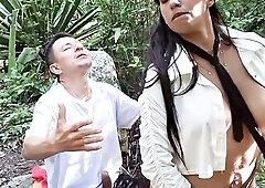 Breasty and large-butt mother I'd like to fuck stepmother bangs a immoral granddad in the woods