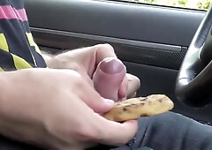 boy masturbates and squirts cum on biscuit cake 2