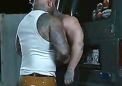 Tatted Bodybuilders Truck Stop Action