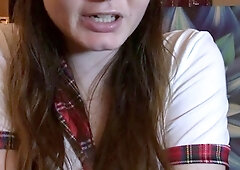 Lovely Amateur teen brunette masturbating outdoor