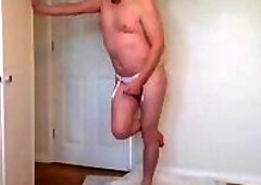 Stripping out of my white lingerie and stockings