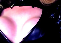 FetishTransexual Condom Outfir Leather Footwear Sparkle Boobies