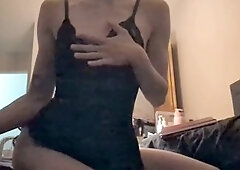 Big dildo, girl masturbating, cock sucking