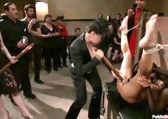 Cutie In A Bondage Device Being Disgraced By Other Women