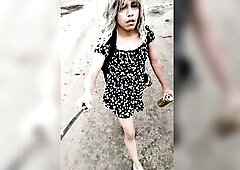 linda trans con sandalias nuevas muy caliente sale a caminar busca un pene grande y grueso