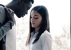 Svelte pale girlfriend Emily Willis is happy every time she rides strong BBC