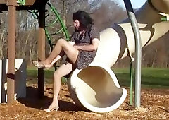 Crossdresser at park