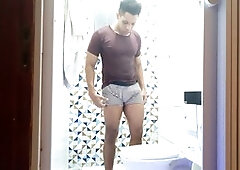 Colombian twink caught on hidden cam in sexy underwear