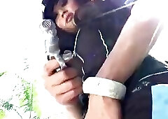 Tranny officer Venus Lux strokes while toying her sexy ass