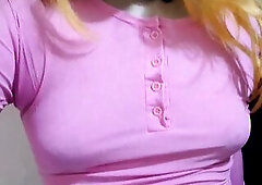 Teenage t-girl Fermerino plays with and spanks her large natural breasts until they squirt. See this lustful femboy play with his puffy nipps and whip