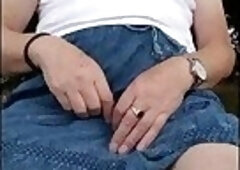 Blue skirt and white knickers