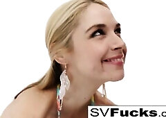 Hot Sarah gets drilled hard on the daybed