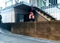 BUSTED - guy gets caught jerking off in public