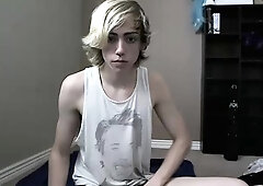 Gay twink solo for this huge cock jacking off