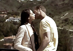 Libidinous babe Avi Love takes cumshots on hairy pussy after steamy pounding