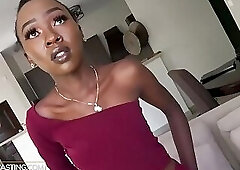 Tiny 18yo Black Cutie Starts Shy Then Goes Wild In Homemade Casting