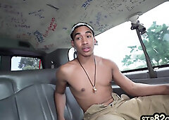 Pulled straight Asian stud goes gay in van with muscled hunk