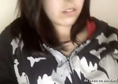 Awesome webcam amateur bitch is so happy to play with her natural boobs