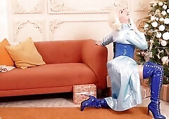 Cheerful Fresh Year! Mrs Santa in fetish PVC raiment