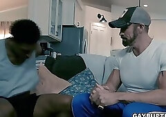 Interracial gay sex with coach Dallas and player Ty