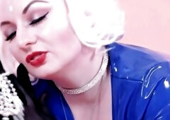 Nylon ebony constricted gloves and pearl slow 4k movie scene, gloves fetish