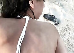 My most good ally got slutty at the beach, I couldn't resist and ate her twat.