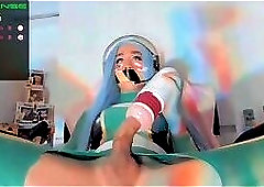 Cute anime shemale pomping her huge cock