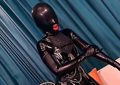 two women fetish latex asslicking and anal mff