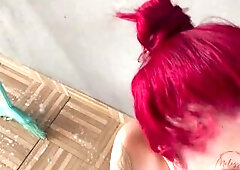 I couldn't resist my stepson's large knob, we hid in my room.