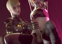futa automata fuck-a-thon gang-bang they all fap looking at each other gang-fuck