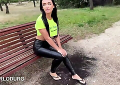 Zuzu Sweet seduces an athlete in the park and swallows his load