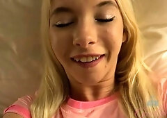 AMATEUR BIGTIT BLONDE TEEN MASTURBATES IN STALKINGS