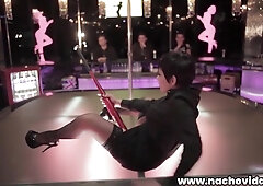 The Stud Fucks Against A Stripper Pole Spanking Her Fleshy Ass As She Gasps And Groans - Soraya Wells