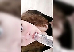 DONG JUNKIE - giving my sex toy a blow job