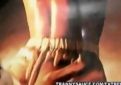 Solo brunette Tbabe wanks off her dick